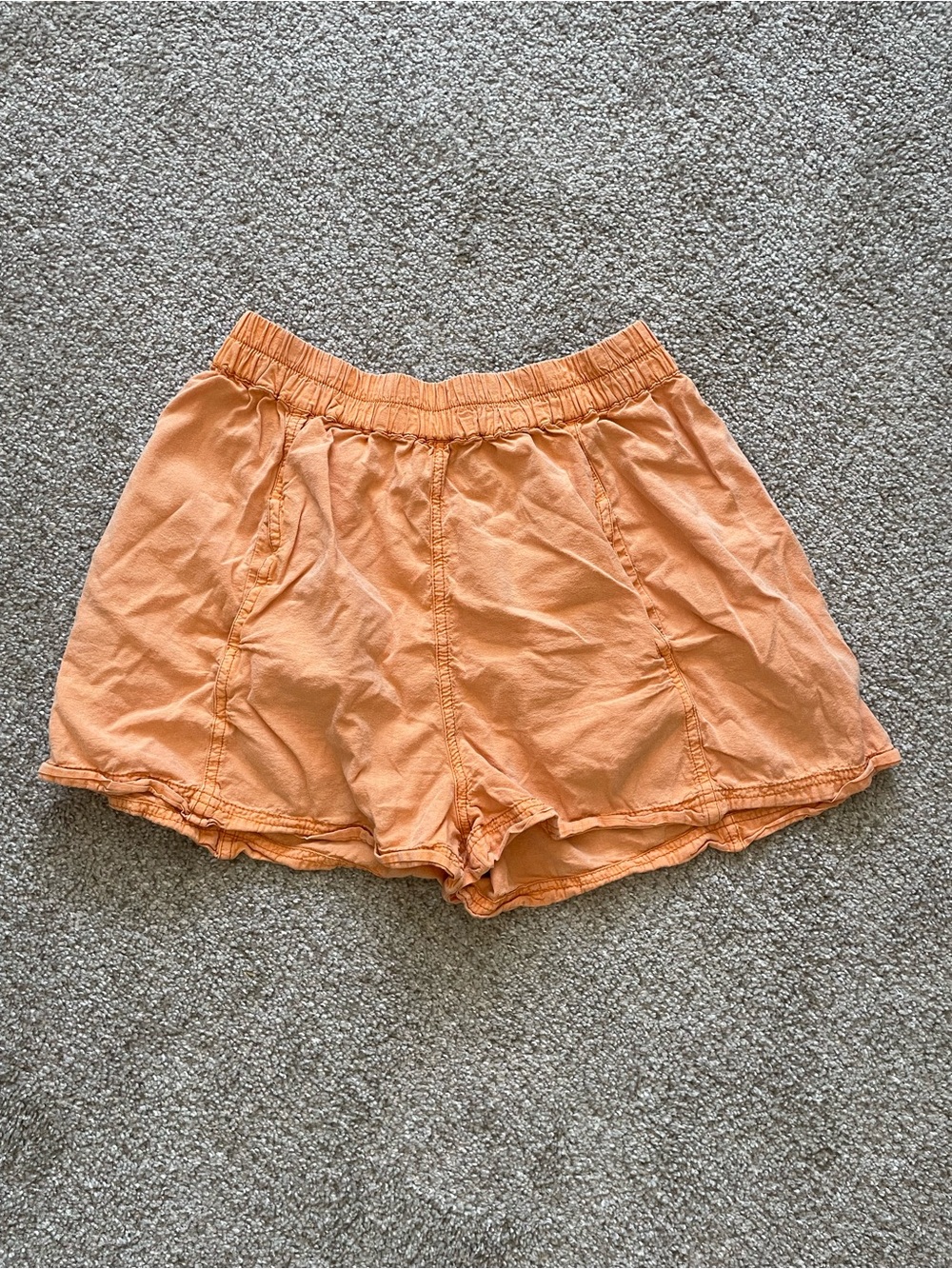 Free People Orange Elastic-Waist Lounge Shorts